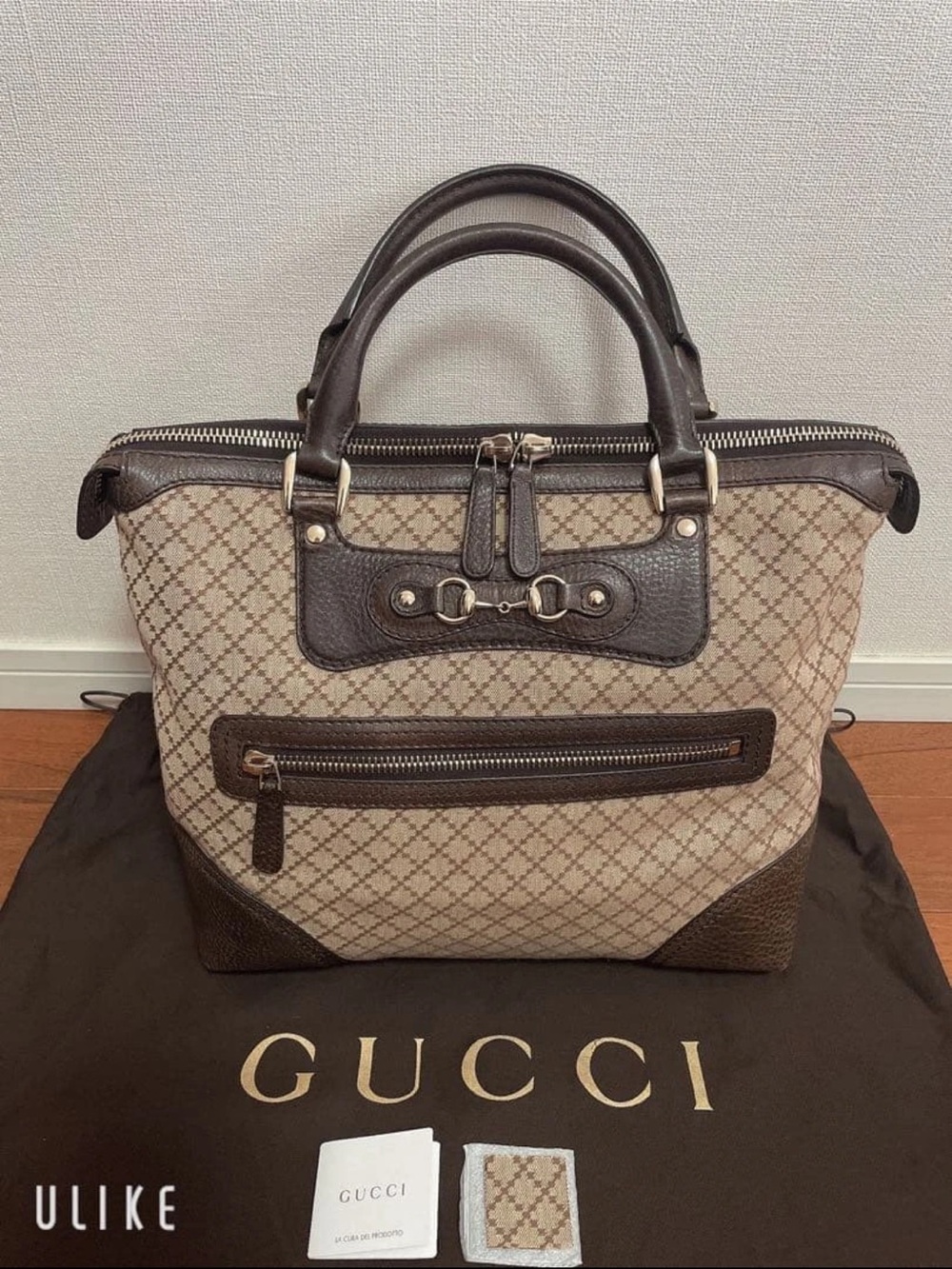 Gucci Beige & Brown Monogram Canvas Satchel